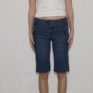 Y2k low rise denim capris dark wash size 7 jolt